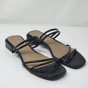 Michael By Michael Shannon Liv Black Faux Leather Strappy Sandals Size 9
